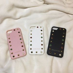 Gold & Pearl pattern Pink,white & black phone case